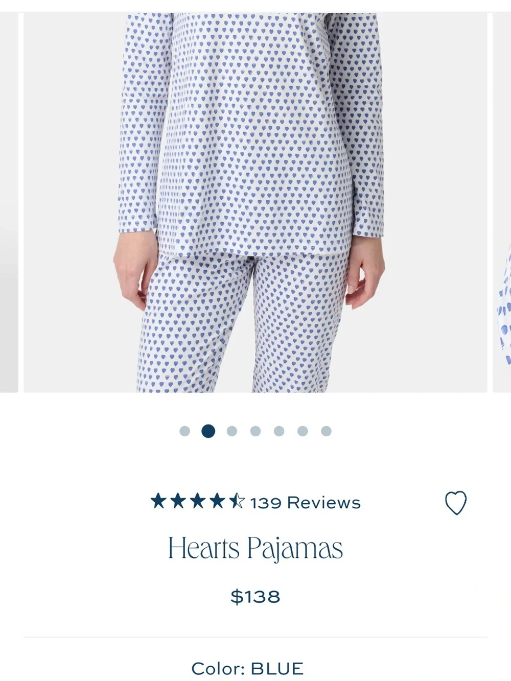 Kids Size 12 White Roller Rabbit Pajama Set with Blue Heart Print. 100% Cotton